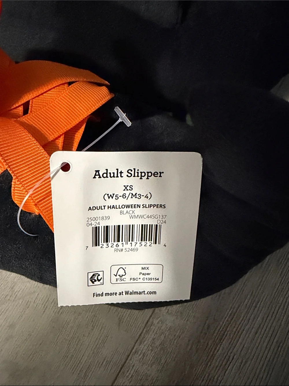 Adult Black & Purple Witch Slippers with Orange Laces